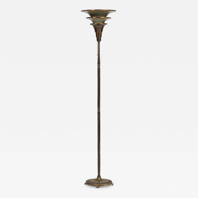 Italian Art Deco 3 Tier Torchiere Floor Lamp