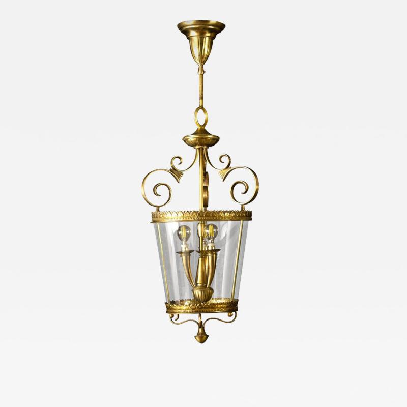 Italian Art Deco Brass Lantern or Pendant 1940s