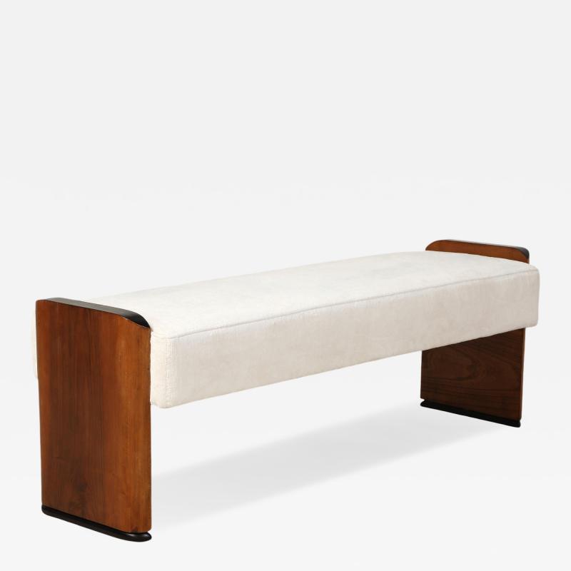 Italian Art Deco Walnut Bench circa 1940