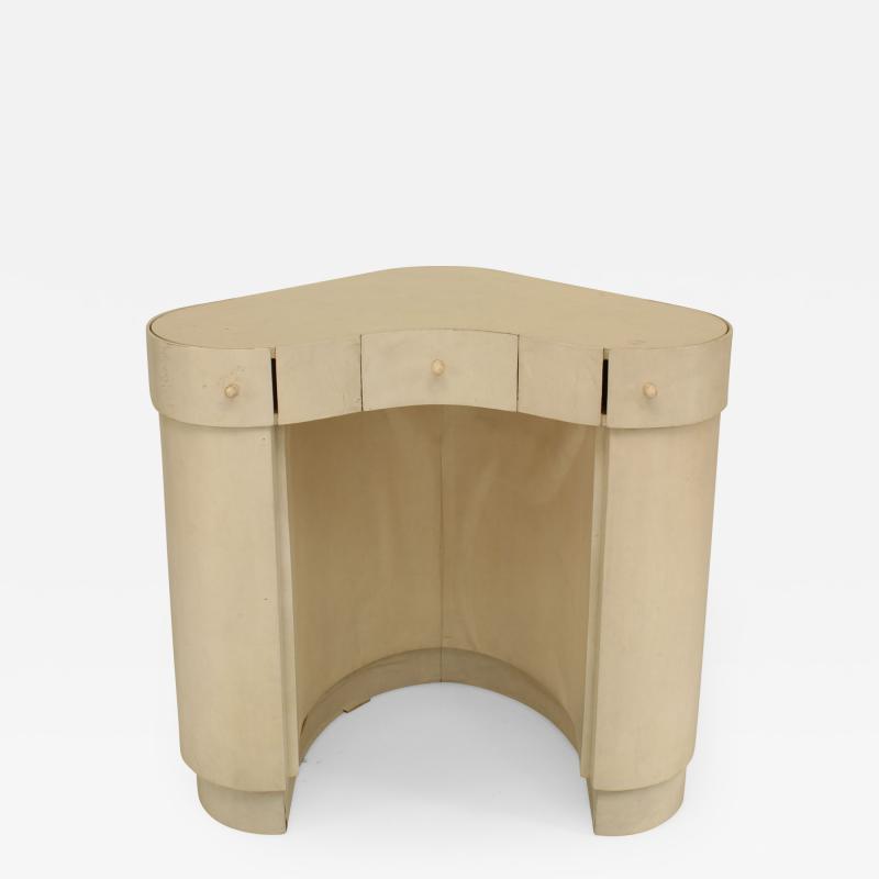 Italian Art Deco White Parchment Diminutive Triangular Form Dressing Table