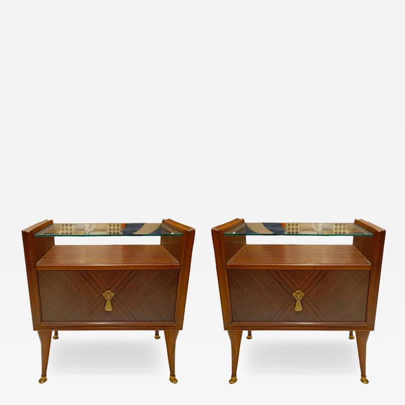 Italian Art Deco rosewood side tables