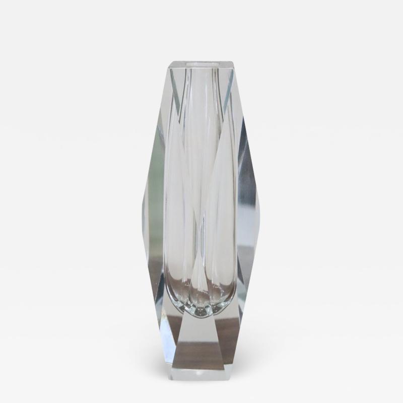 Italian Art Glass Transparent Vase by Flavio Poli for A Mandruzzato 1960s