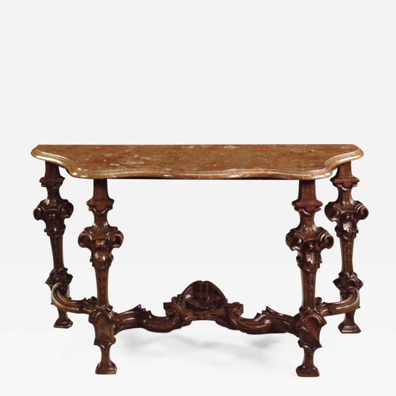 Italian Baroque 18th century marble top Console Table