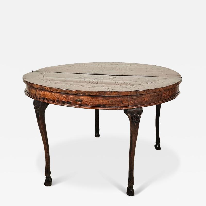 Italian Baroque Olive Walnut Folding Table Possibly Venetian circa 1760