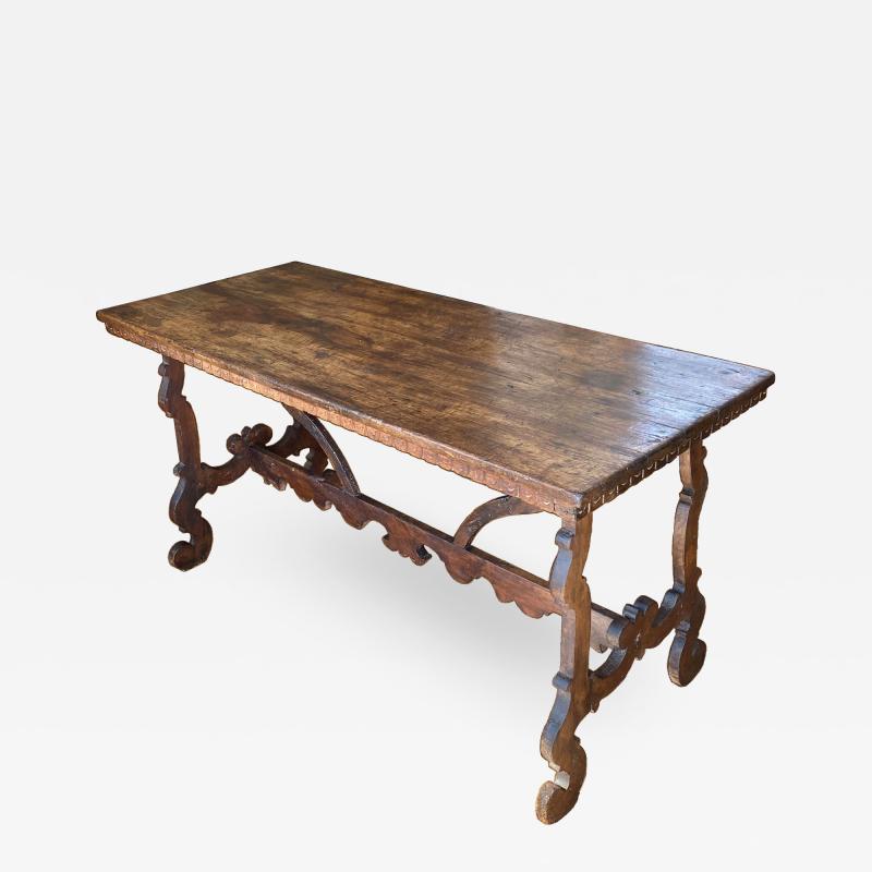 Italian Baroque Walnut Trestle Table Circa 1740