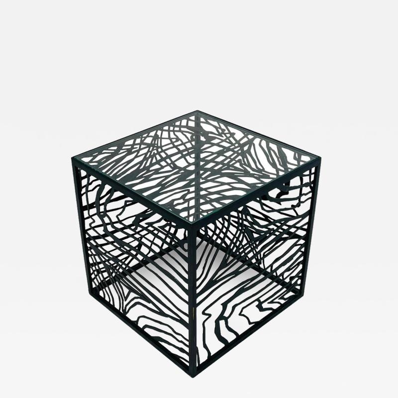 Italian Blackened Bronze Cube Table by Jean Louis Deniot Labeled