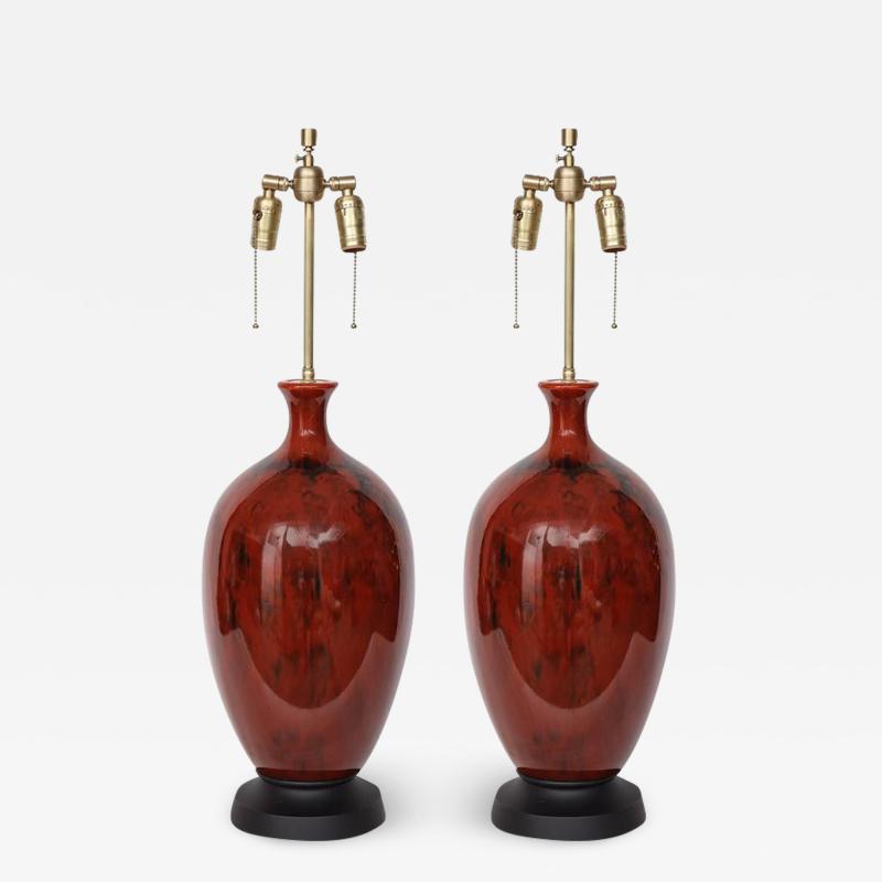 Italian Bloodstone Glazed Lamps
