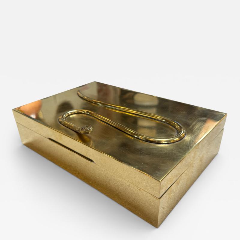 Italian Brass Box with Sculptural Snake Motif Mid Century