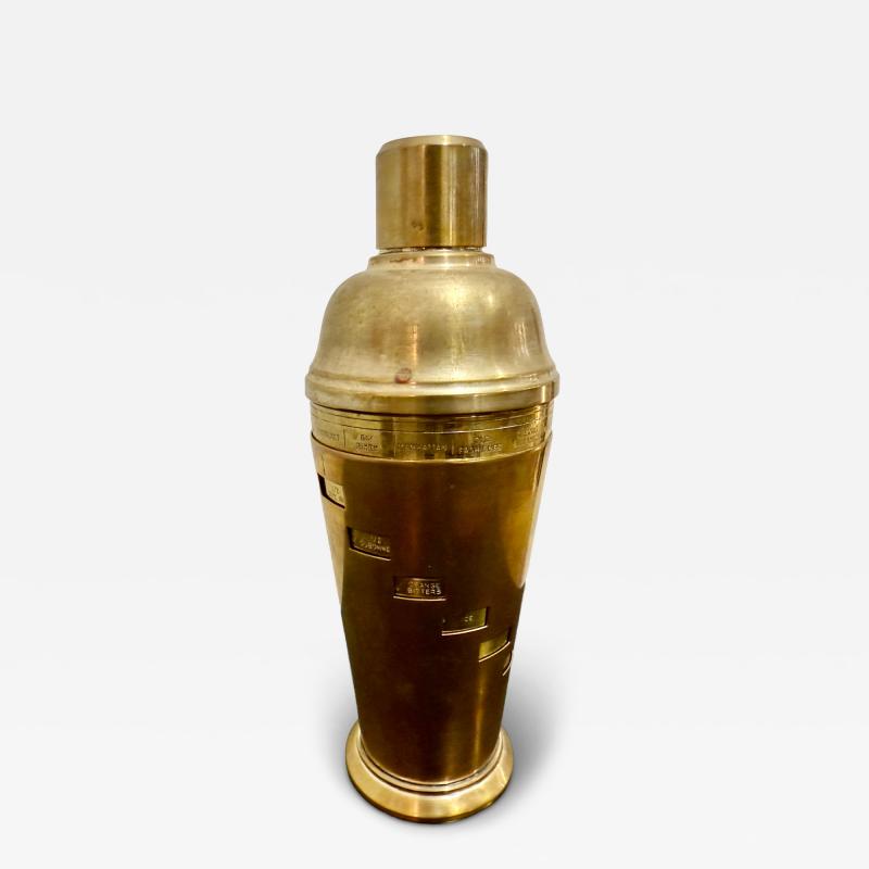 Italian Brass Cocktail Shaker with Recipe Dial 1950s
