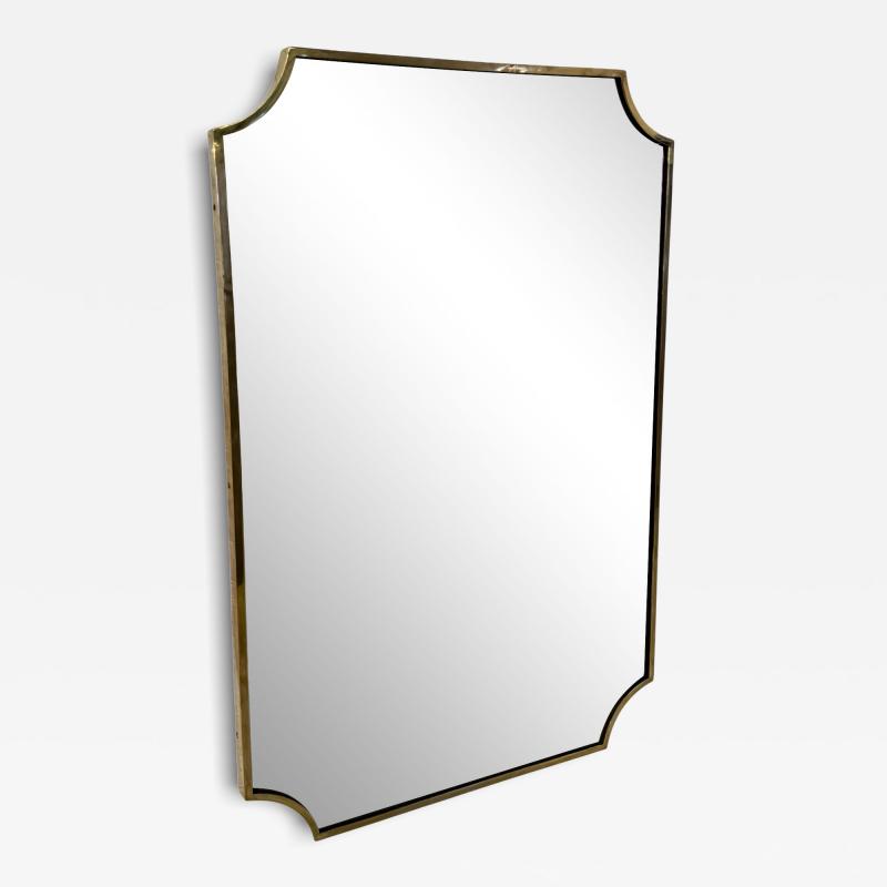 Italian Brass Framed Wall Mirror 1970s
