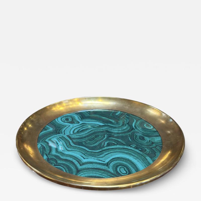 Italian Brass and Green Swirl Tray