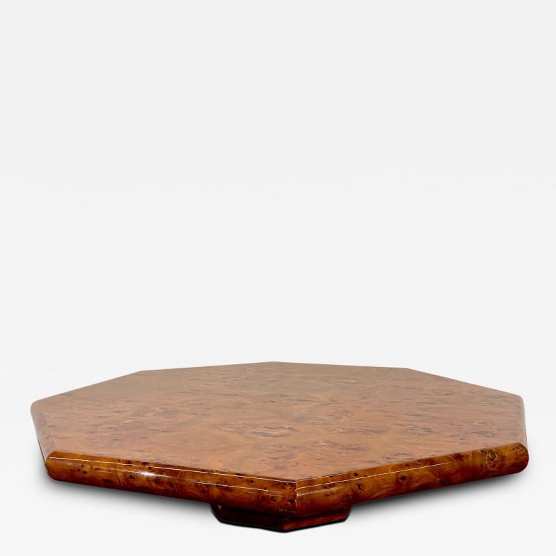 Italian Burl Wood Octagonal Coffee Table 1970s