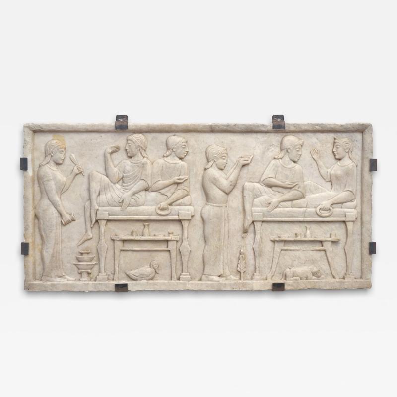 Italian Carved Marble Bas Relief Frieze