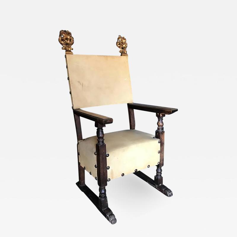 Italian Carved Walnut 19th Century Armchair