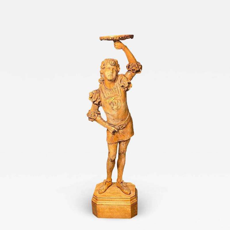 Italian Carved Wood Figural Card Stand Receiver Late 18th Century