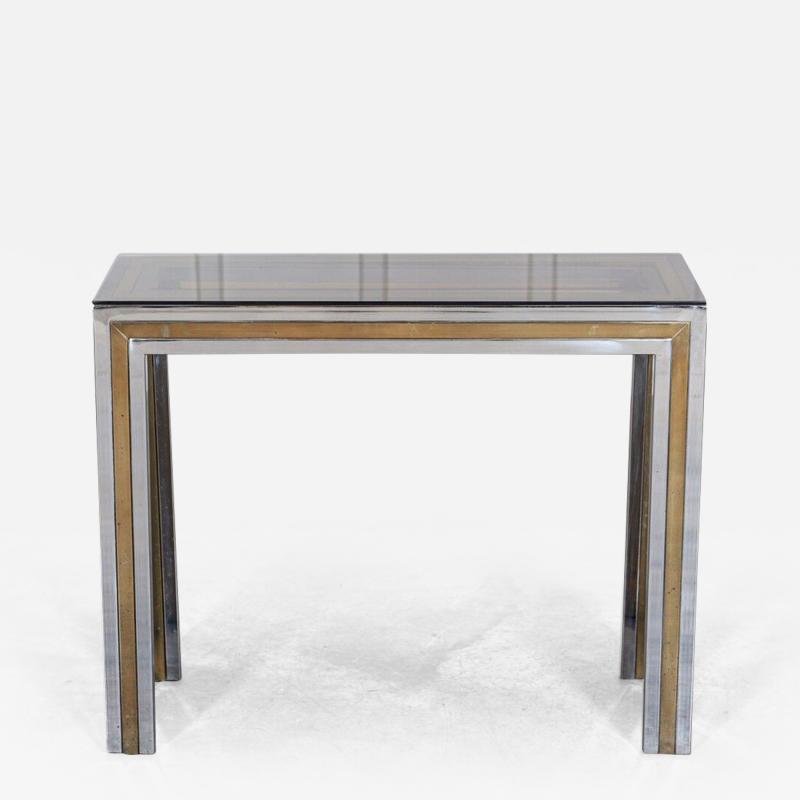 Italian Chrome Brass Glass Console Table