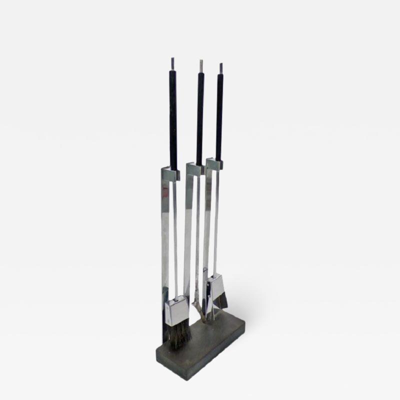 Italian Chrome Plated Fireplace Tool Set