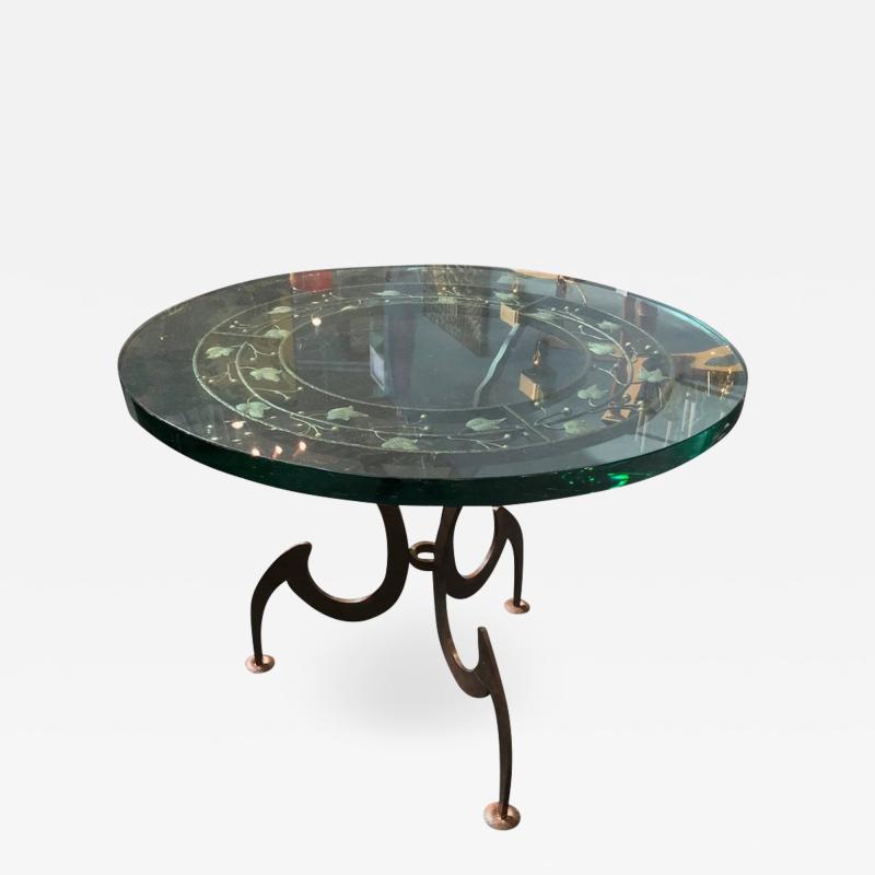 Italian Circular Wrought Iron Side Table