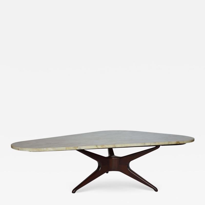 Italian Coffee Table with Calcatta Gold Marble and Walnut Wood