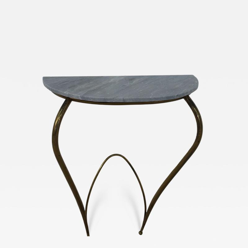Italian Console Table with Marble Top and Brass Base 1950s