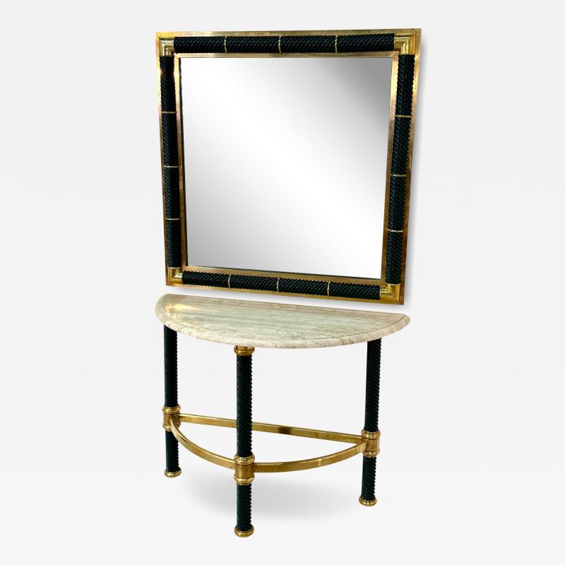 Italian Console with Mirror Lacquered Dark Green