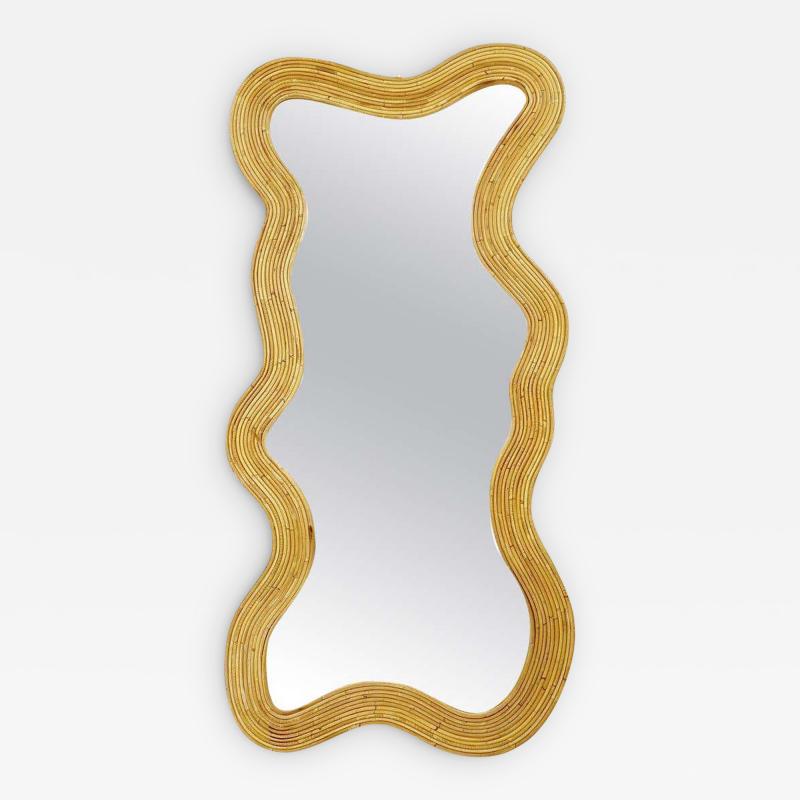 Italian Contemporary Bamboo Wall Mirror