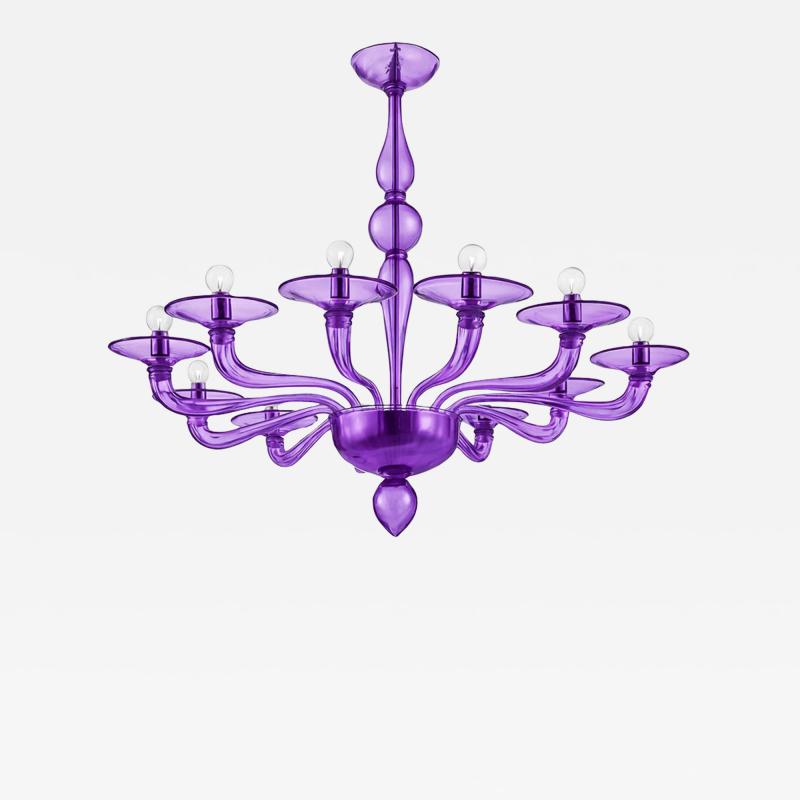 Italian Contemporary Violet Murano Style Glass Chandelier