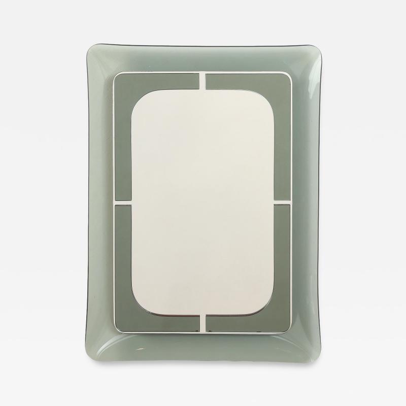 Italian Curved Smoked Glass Wall Mirror circa 1970