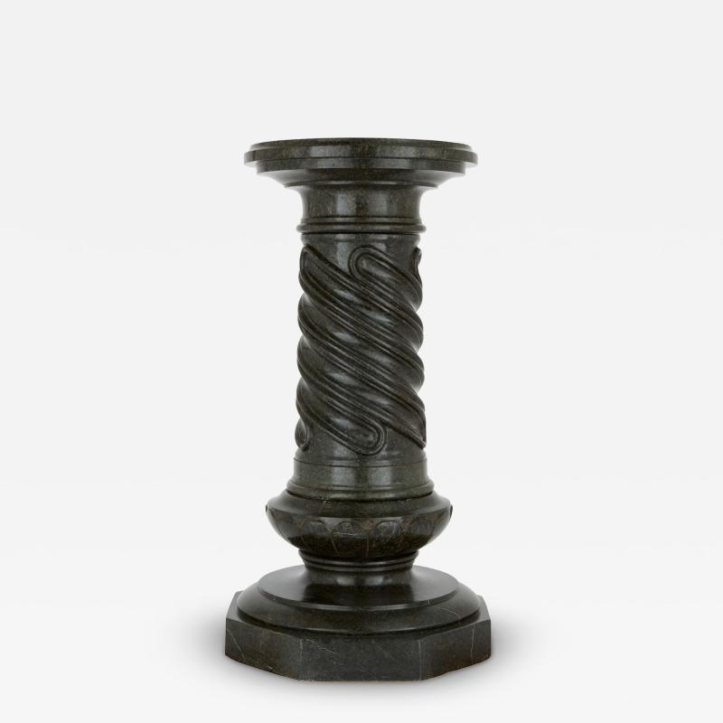 Italian Dark Green Serpentine Marble Pedestal Column