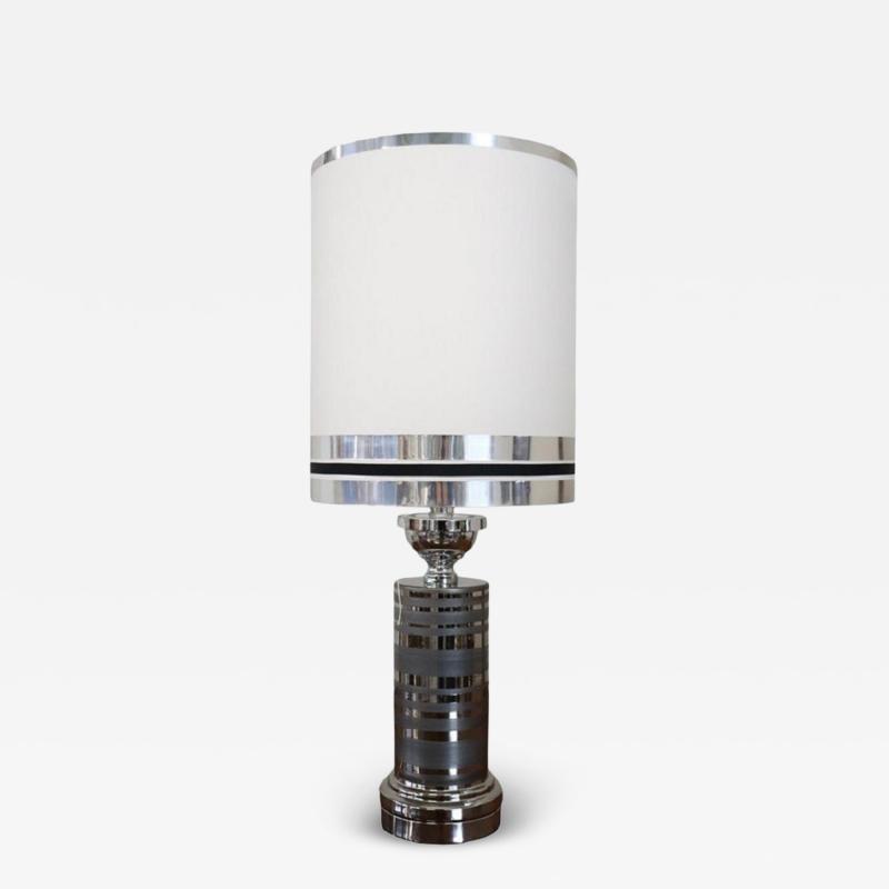 Italian Design Ceramic and Chromed Metal Table Lamp 1970s