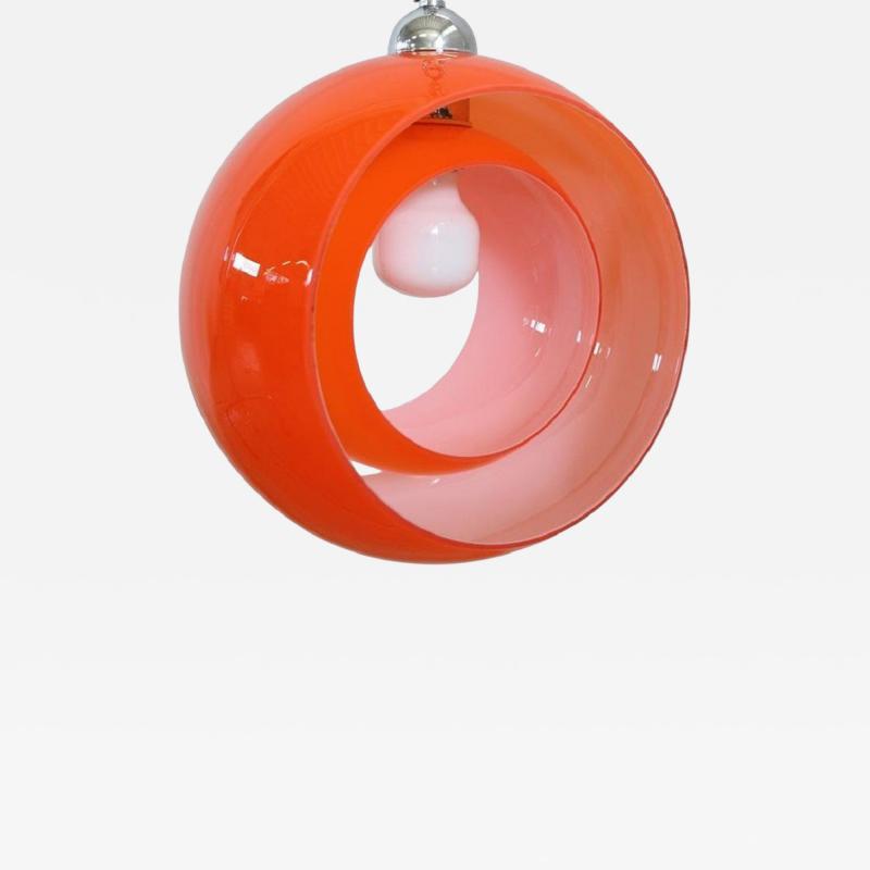 Italian Design Pendant Lamp in Orange Murano Glass by Carlo Nason 1960s