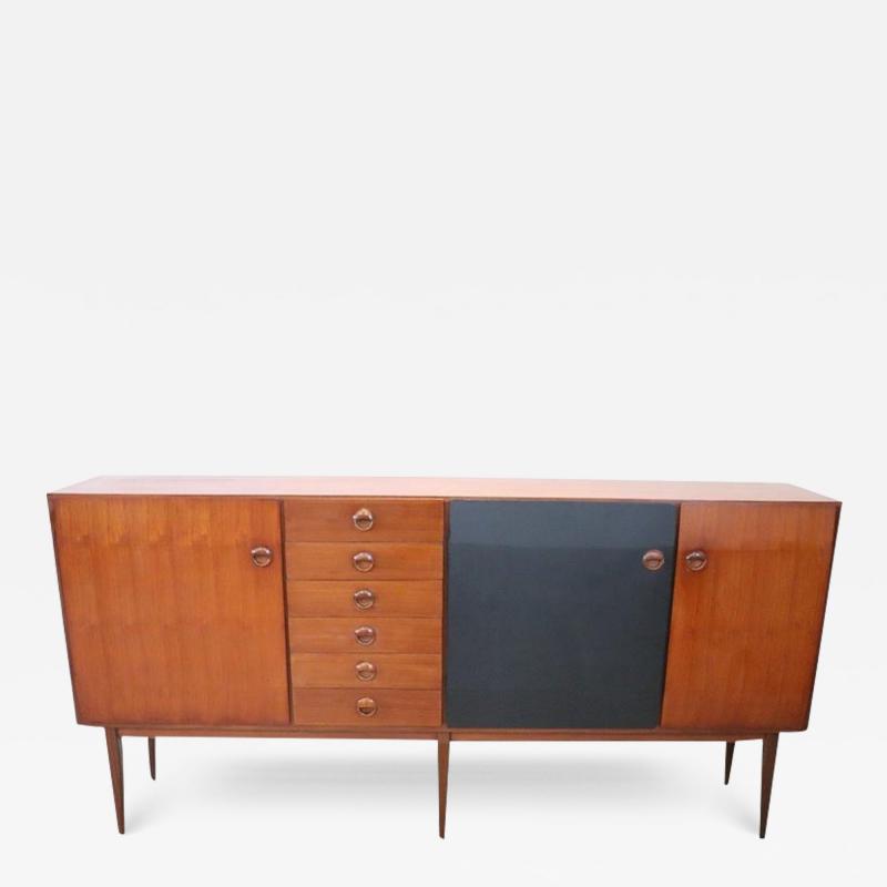 Italian Design Two Colours Long Sideboard in Teak Veneer 1960s