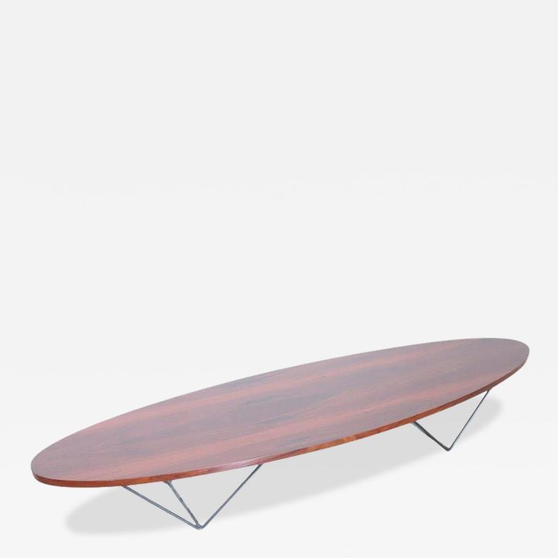 Italian Design Wooden Oval Long Coffee Table 1960s