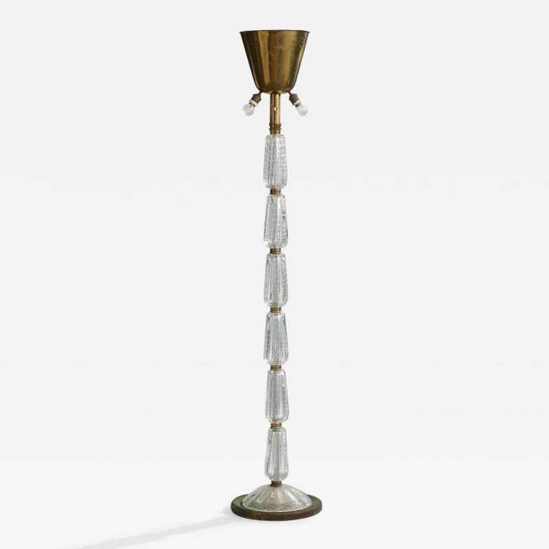 Italian Designer Floor Lamp with Brass and Glass Italy 1930s