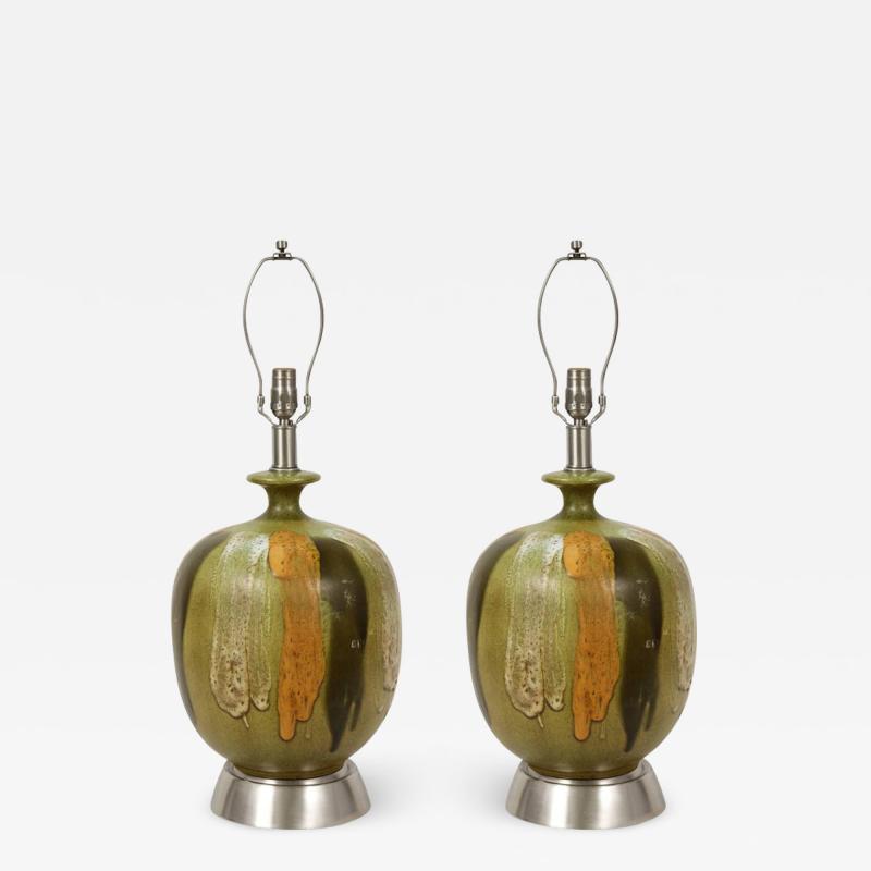 Italian Earthtone Glazed Ceramic Lamps