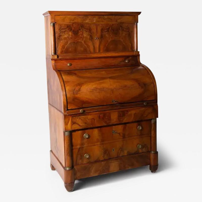 Italian Empire trumeau in briarwood and brass with secrets