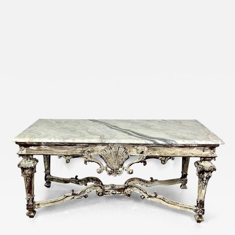 Italian Faux Marble Top Centre or Dining Table Gustavian Paint Distressed