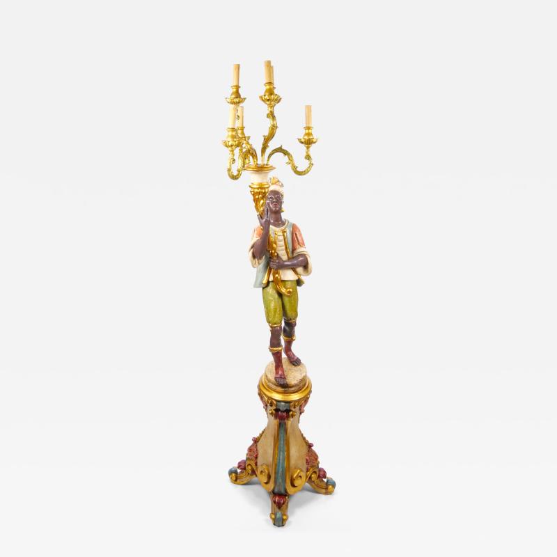 Italian Figural Standing Candelabra Floor Lamp Early 20th Century