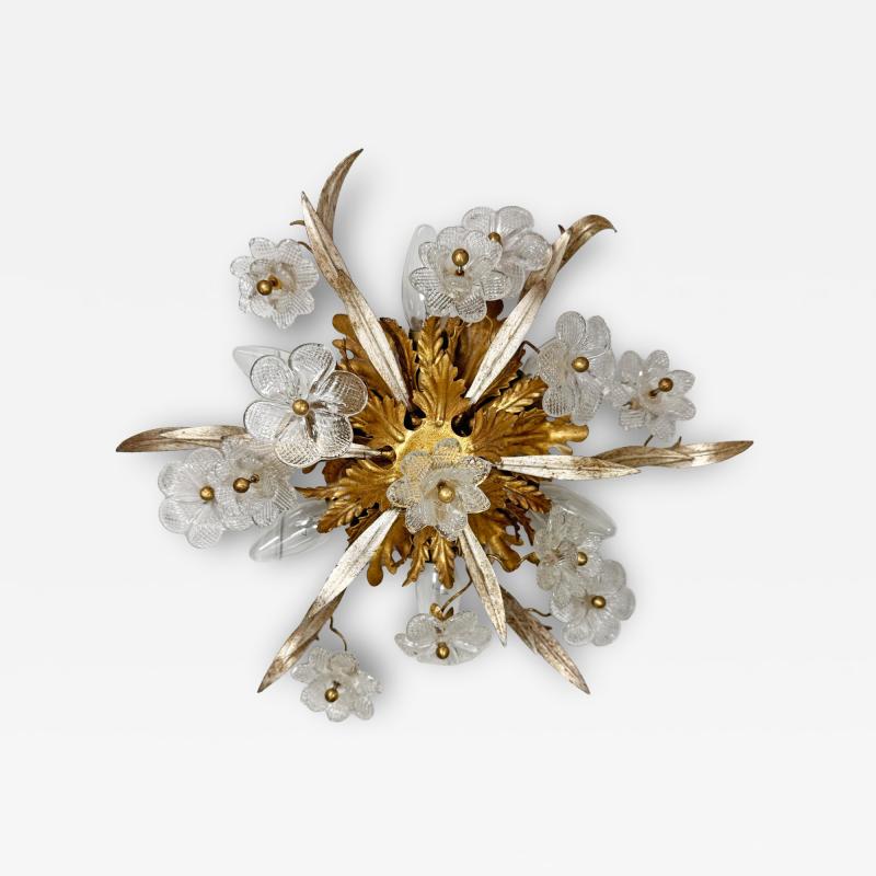 Italian Florentine Banci Firenze Murano Glass Flush Light