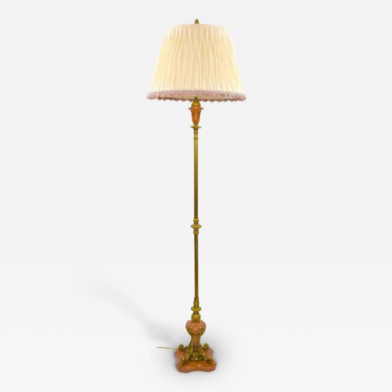 Italian Gilt Brass Marble Base Floor Lamp