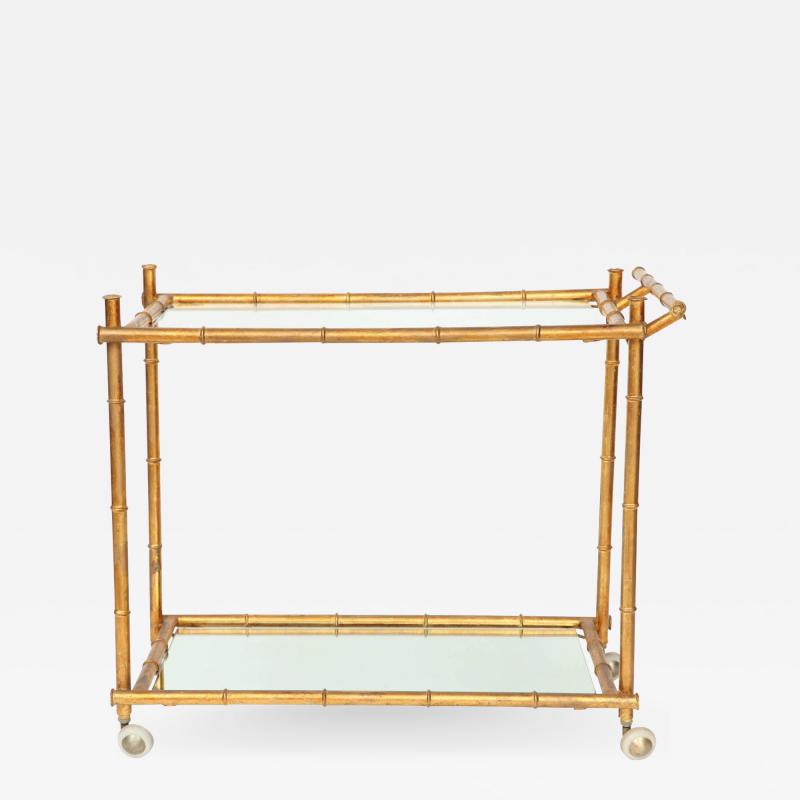 Italian Gilt Iron Stylized Bamboo Serving Bar Cart