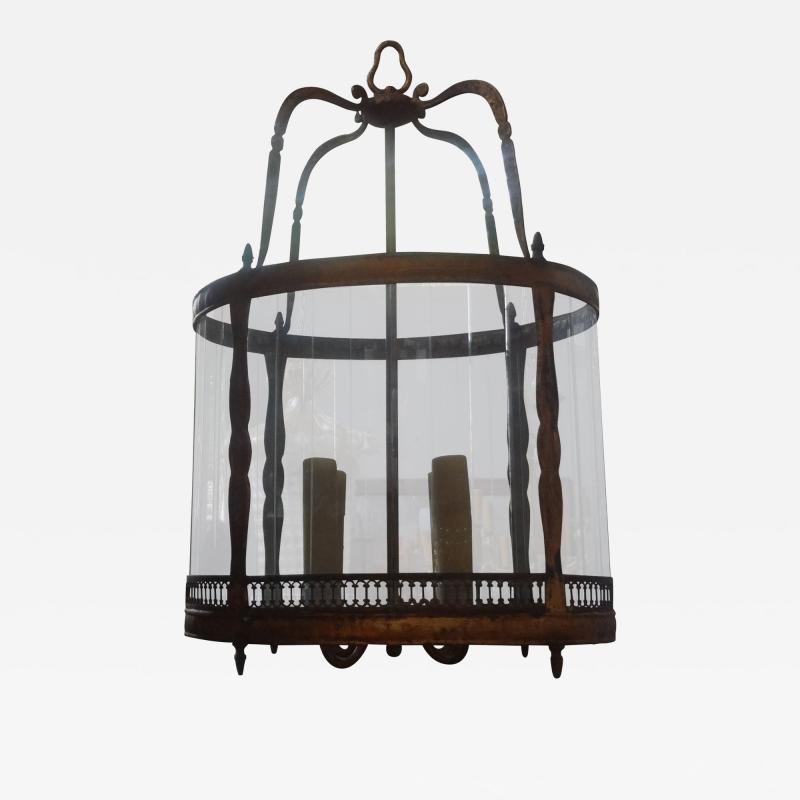 Italian Gilt Iron and Glass Lantern
