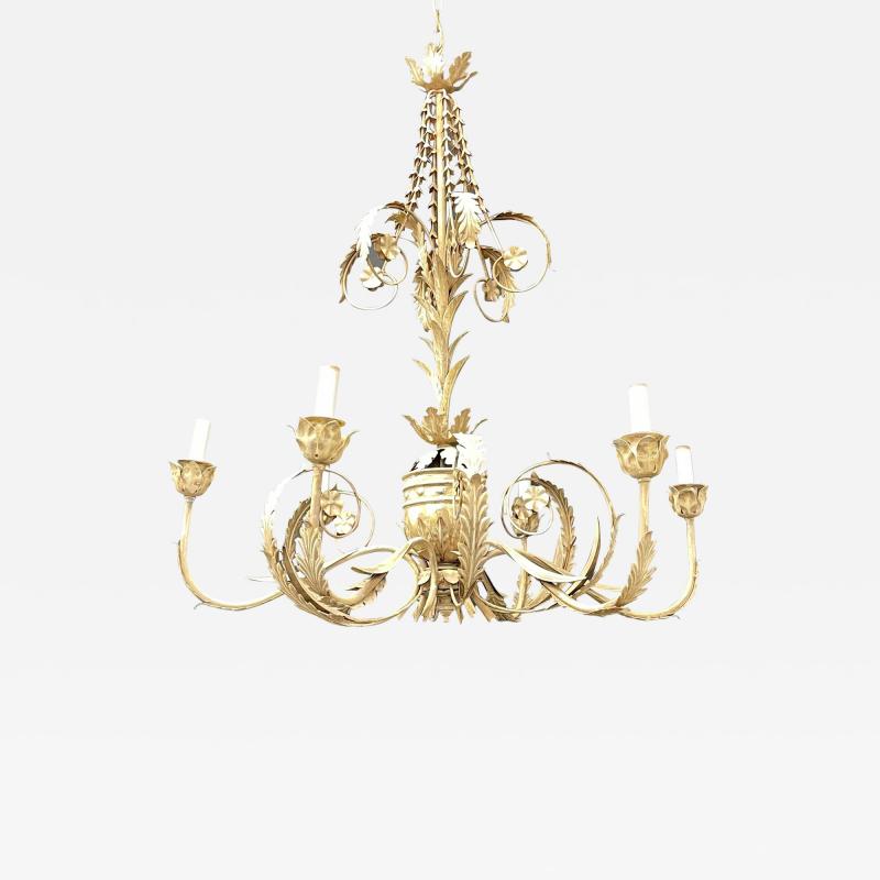 Italian Gilt Metal Chandelier having Six Lights