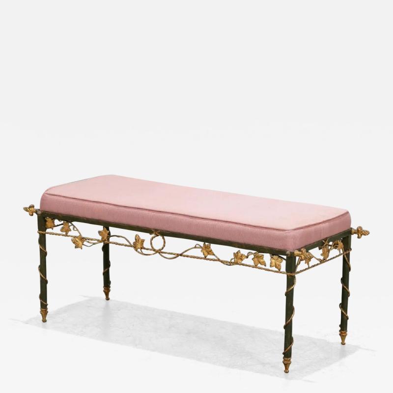 Italian Gilt Metal Floral Bench