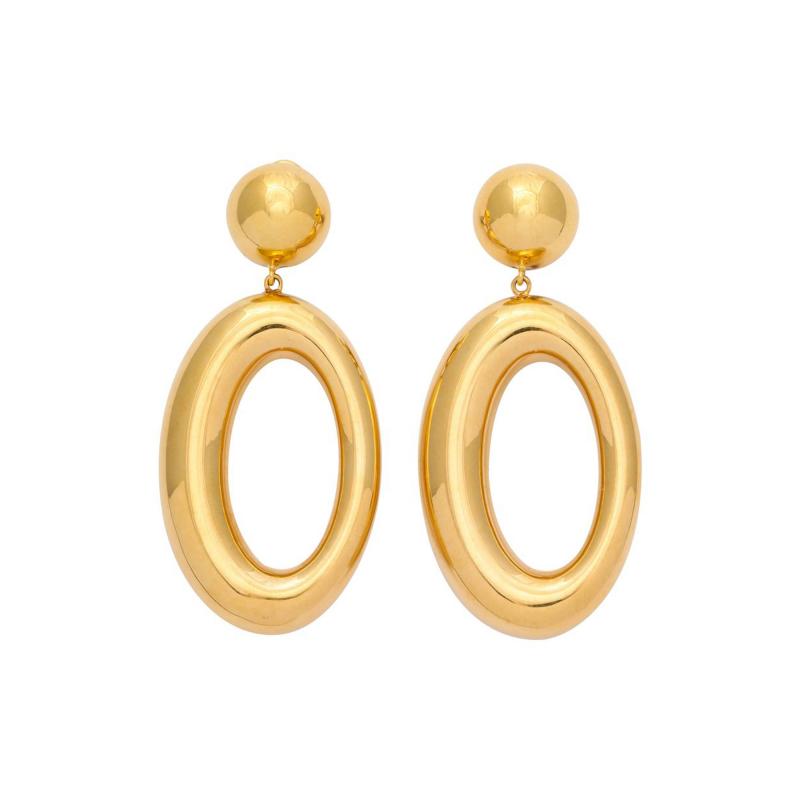 Italian Gold Earrings with Asymmetric Hoop