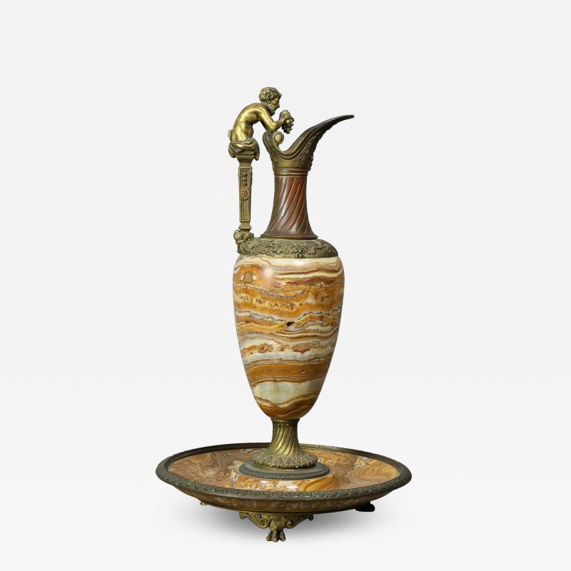 Italian Grand Tour Onyx and Bronze Ewer