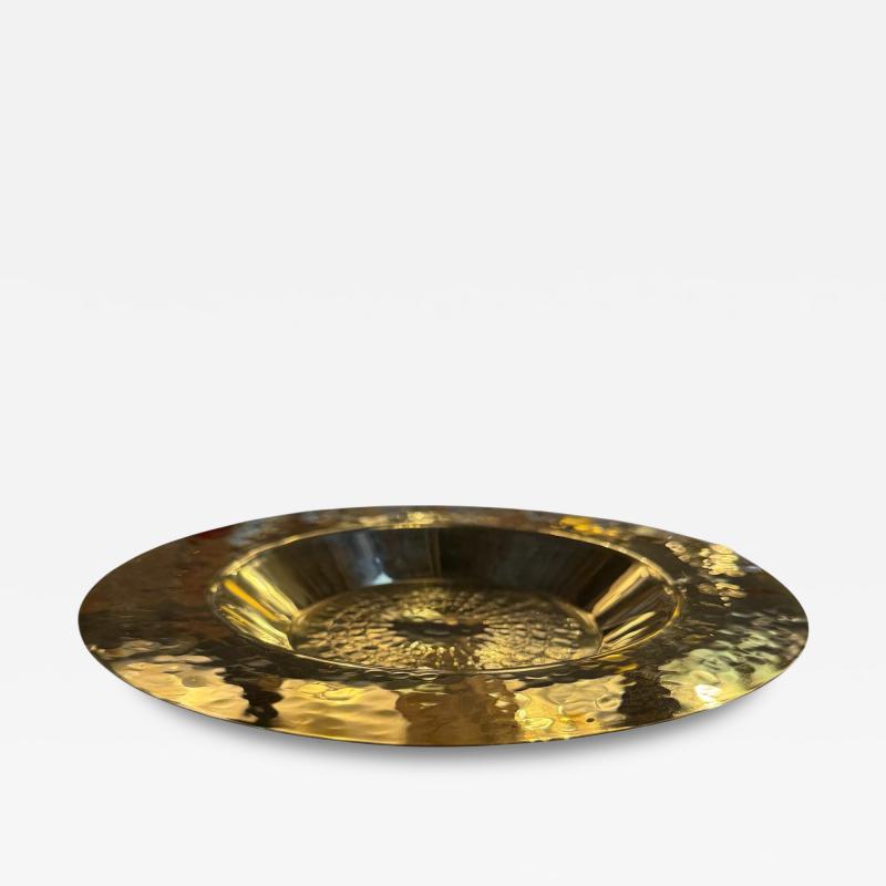 Italian Hammered Brass Centerpiece Bowl 1970s