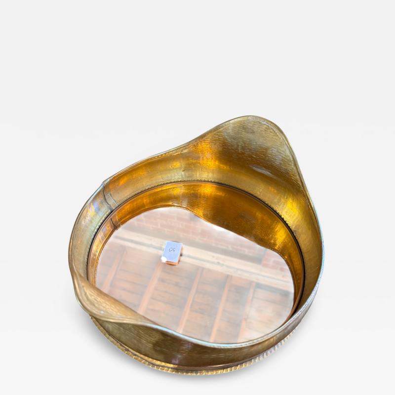 Italian Hammered Brass Organic Mirror Tray 1970s