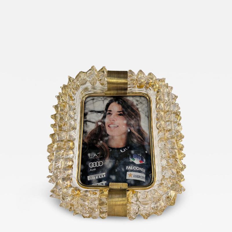 Italian Hand Made Picture Frame Gold Murano Glass