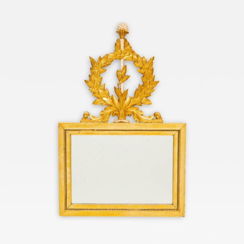 Italian Hand Painted Giltwood Frame Louis XVI Style Wall Mirror